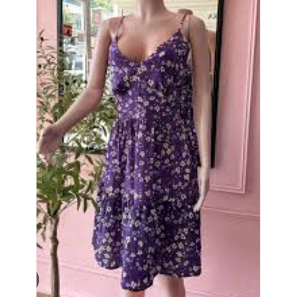 SHEIN Curve 2XL Purple Ditsy Floral Tiered Cottagecore Cami Dress Boho